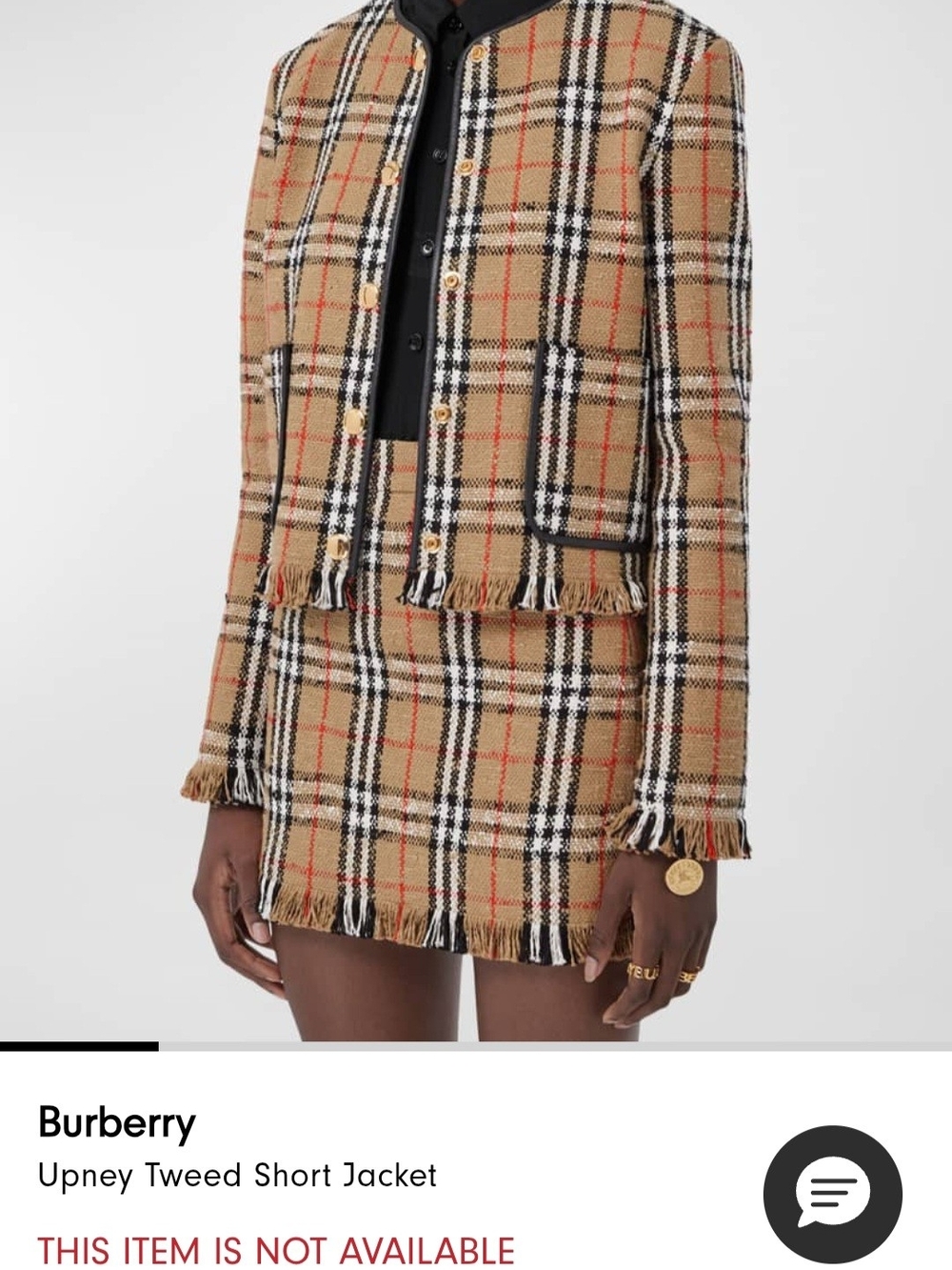 Burberry Beige Plaid Tweed Jacket with Fringe Trim